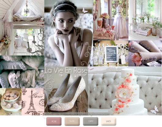  by Wedding Nouveaucom EARTHY CHIC colors of rose nude gray and lace 
