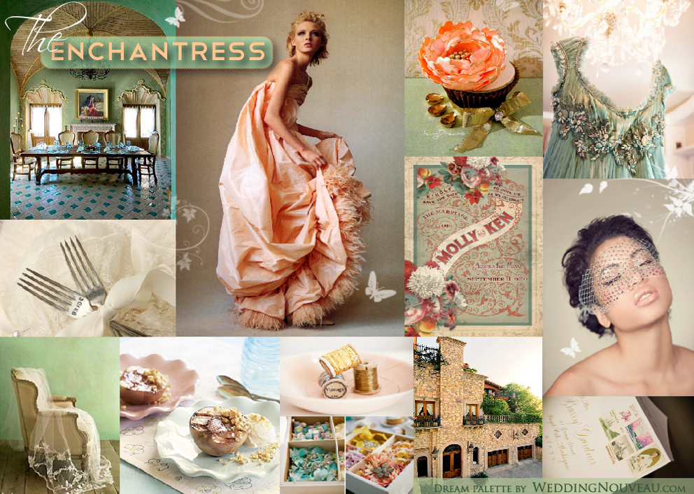The Enchantress by Weddings Nouveaucom I love the vintage colors of peach